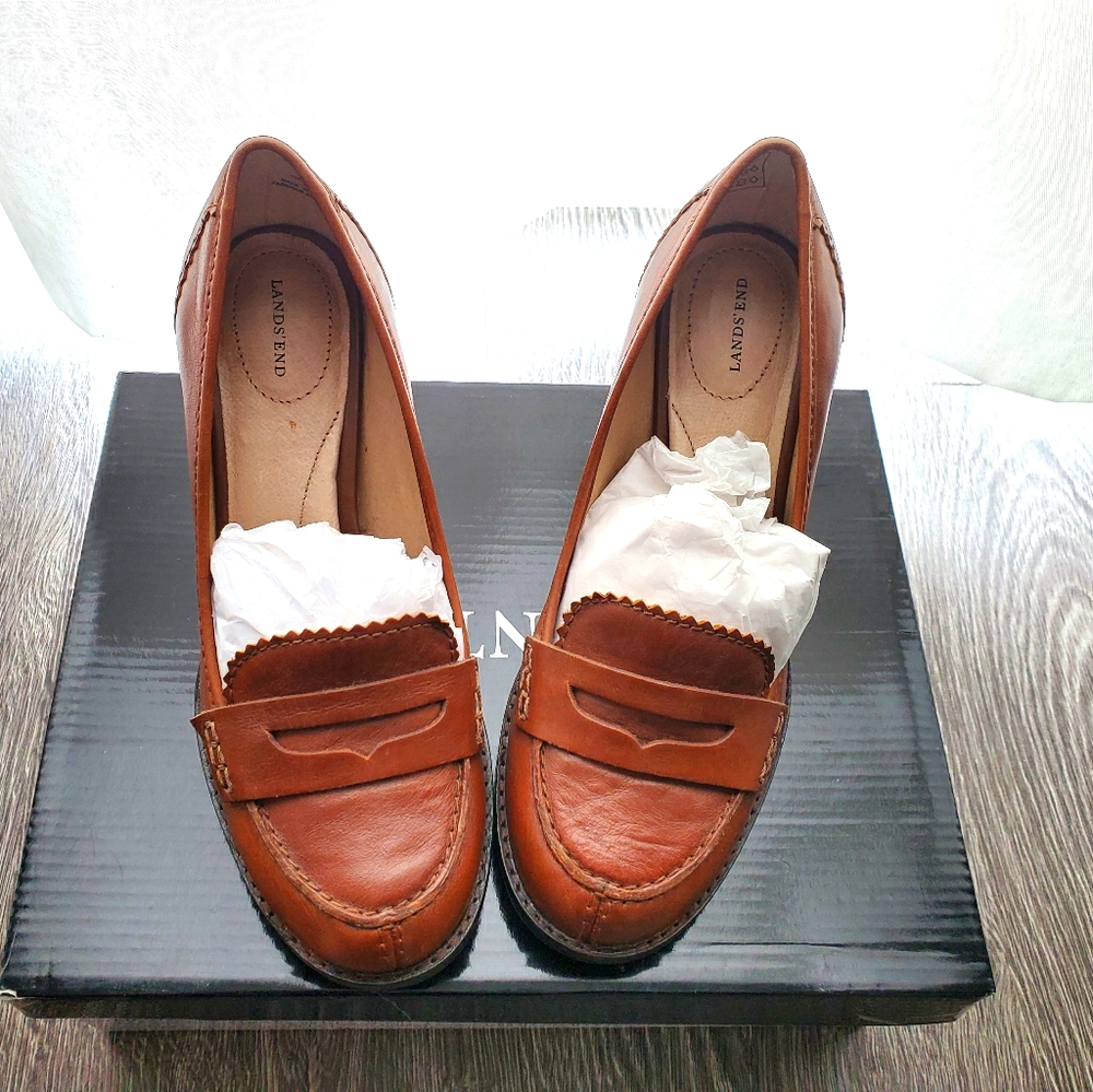 Lands End brown heels